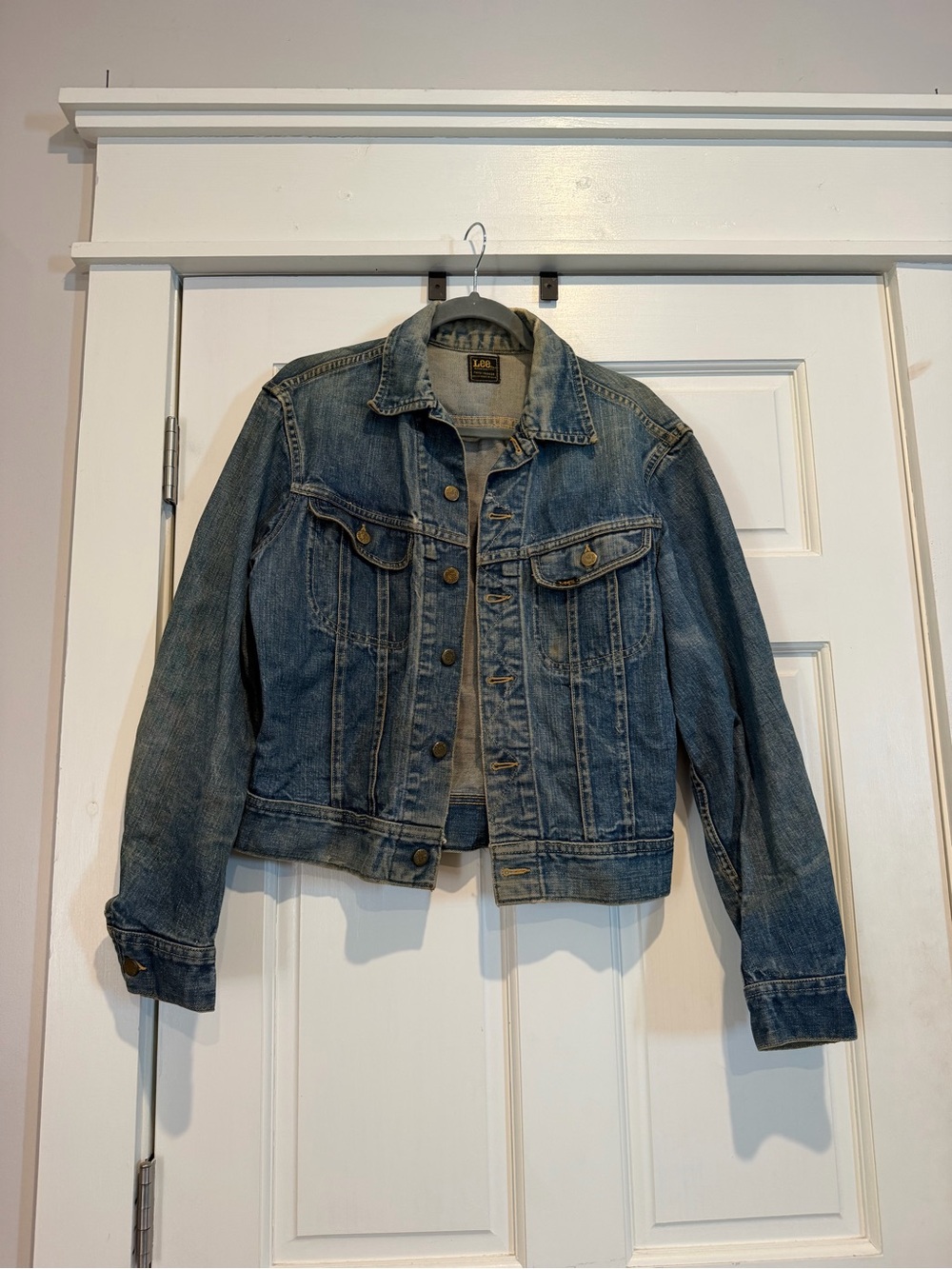 Vintage Lee light blue denim jacket with yellow logo